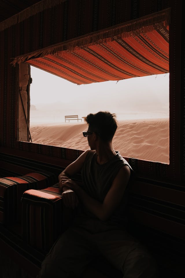 Woman in tent in Wadi Rum