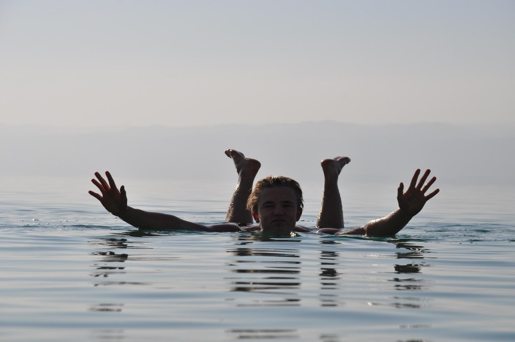 Man floating on Dead Sea 