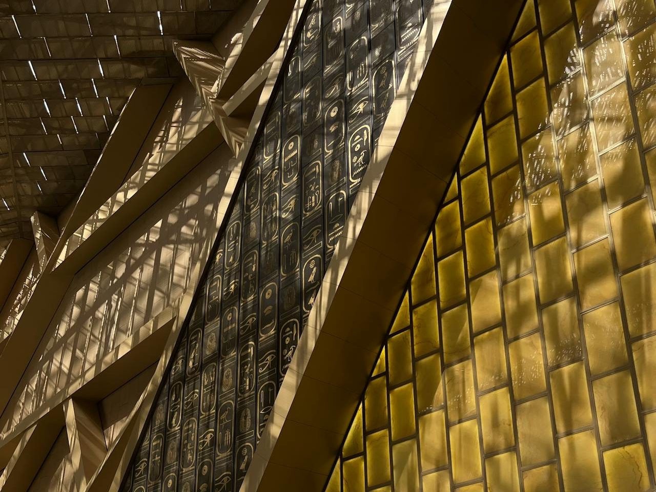 Hieroglyph-adorned facades